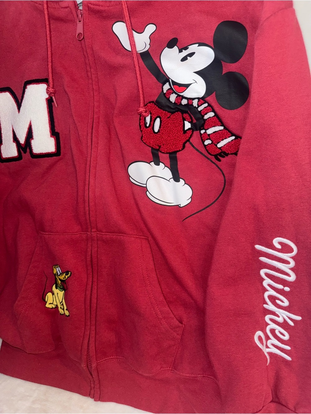 Disney Holiday Mickey, Minnie, Pluto Zip Up Hoodie - Picture 3 of 6